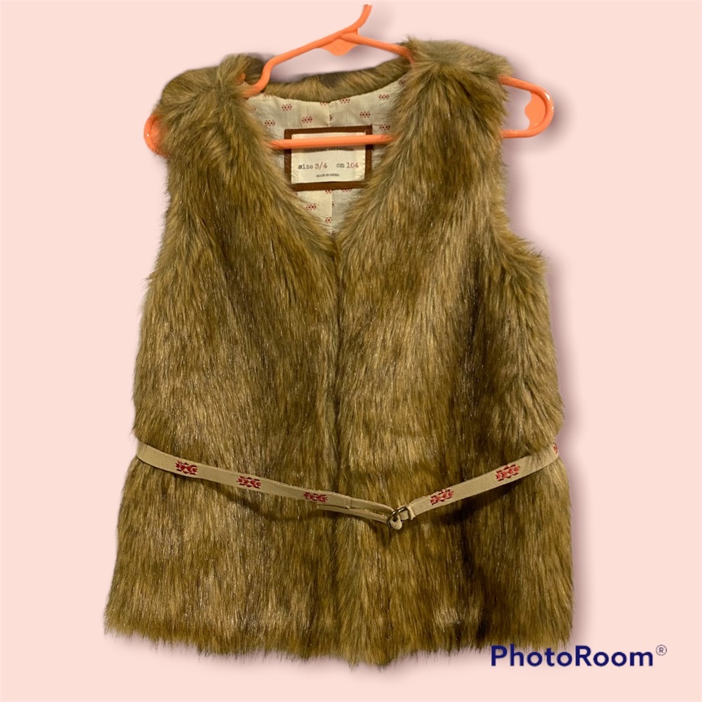ZARA GIRLS FAUX FUR VEST SIZE 3/4